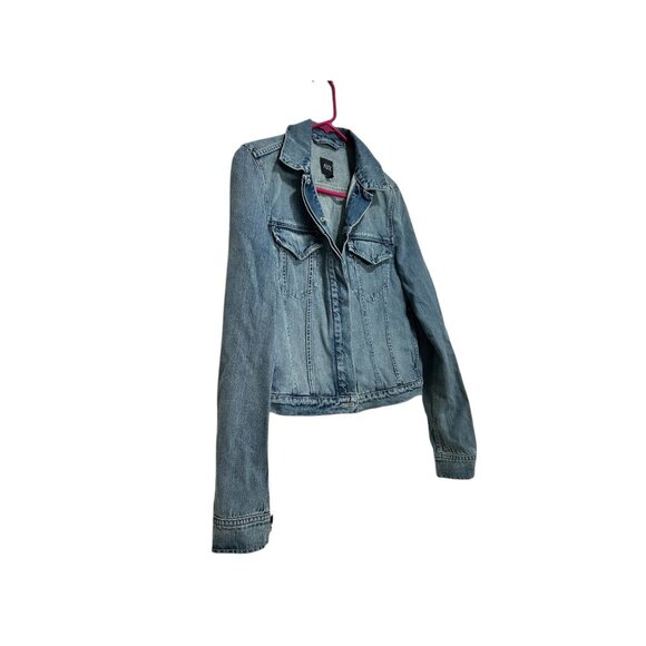 AYR Ride or Fly Denim Jacket Womens Medium Blue Cotton Casual Trucker Oversized - Picture 15 of 16